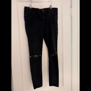 Free People Black Distressed Skinny Jeans